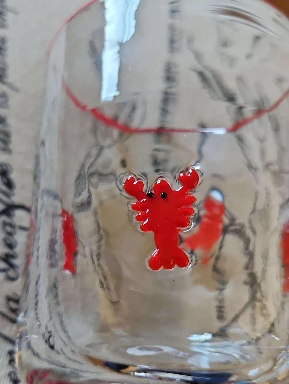 Clear Glass Tumbler with Red Lobster Accent